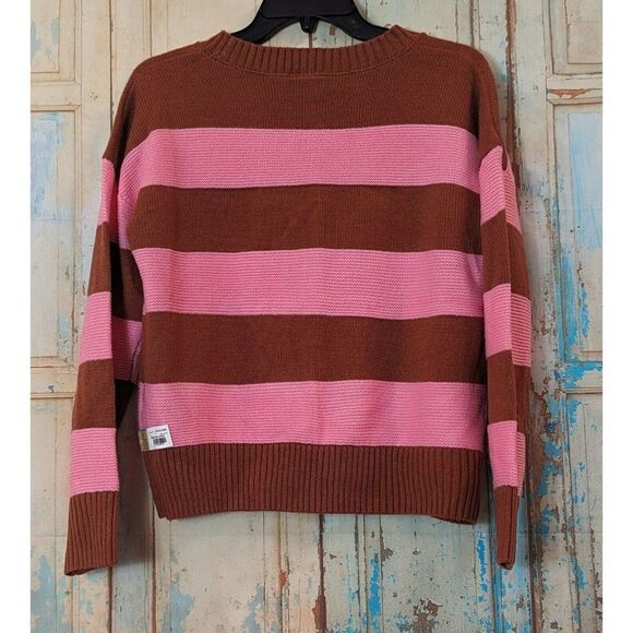 There Abouts Girls Size XL 16 Bright Pink Stripe Sweater Acrylic Long Sleeve - Picture 3 of 9
